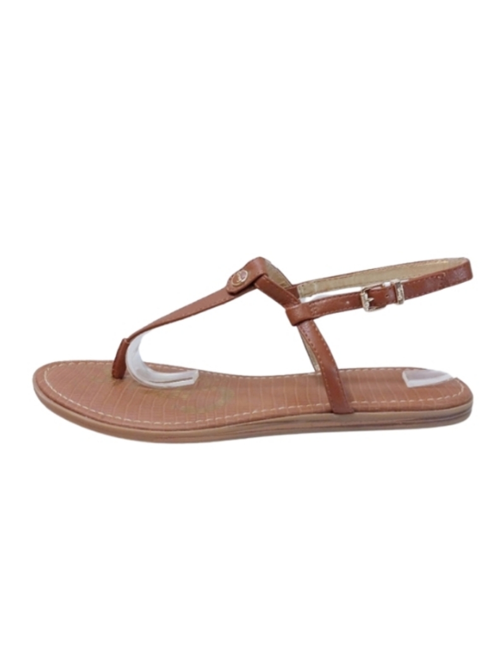 Sam Edelman Sandals Women's 10 Tan Faux Leather Minamalist Classic Vacation Shoe